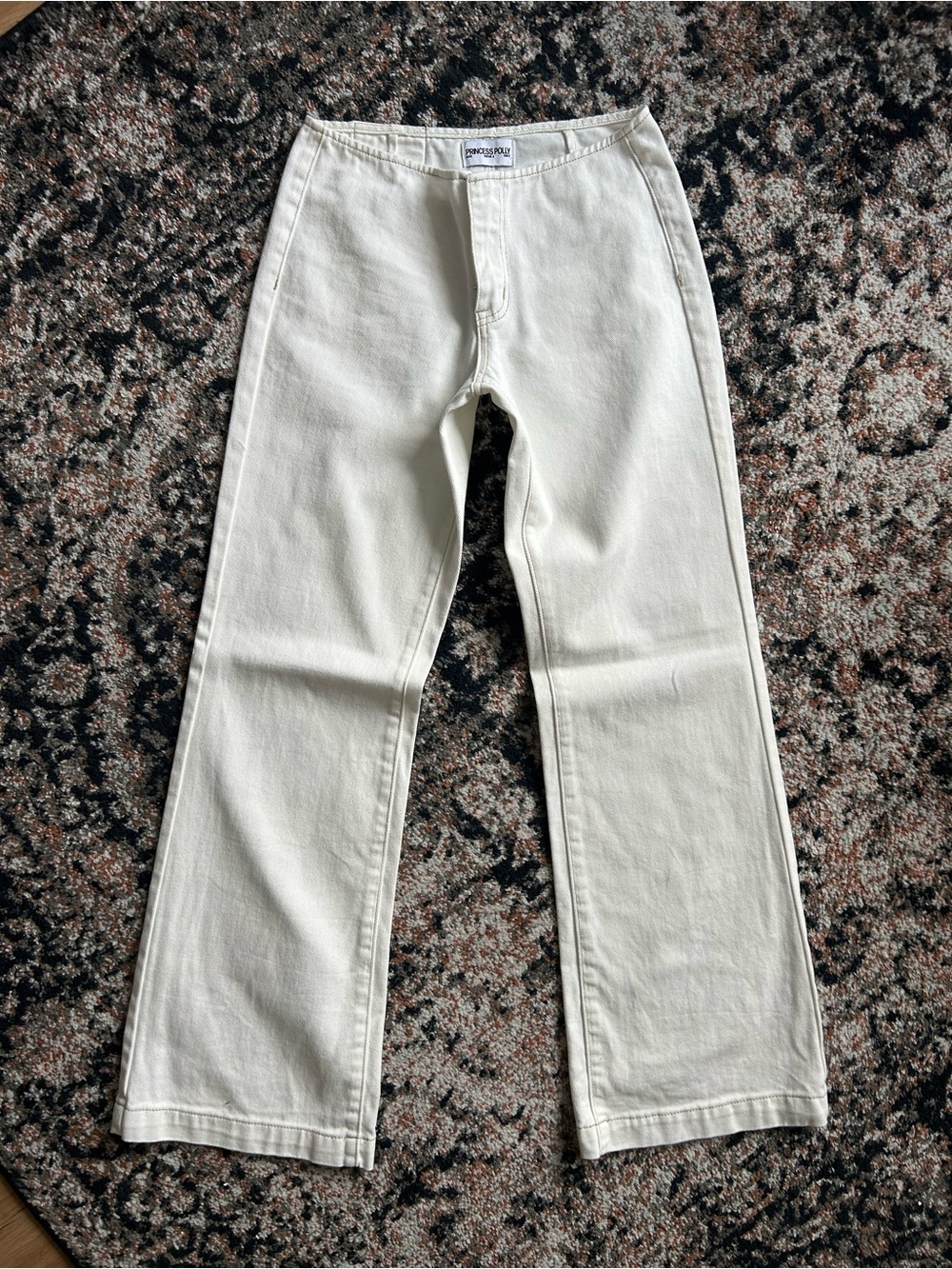 Princess Polly Low Rise No Waist White Straight Jeans
